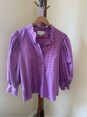 Antik Batik Lavender Eyelet Ruffle Blouse